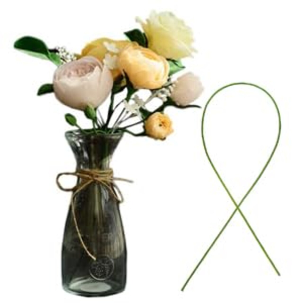 50-Pack 16" 18-Gauge Dark Green Floral Wire Stems for Crafts & Bouquets